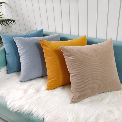 China Factory Folded Square Corduroy Soft Solid Square Pillow Covers Striped Corduroy Cushion Covers Sofa Pillow Case Home for sale