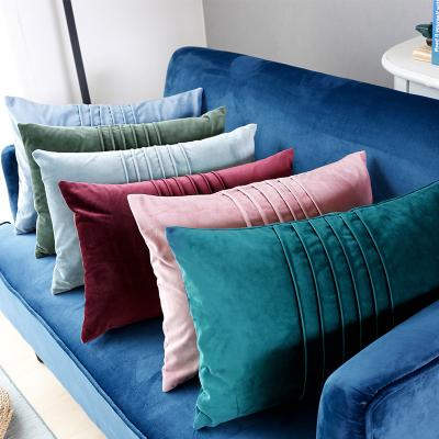 China Nordic Folded Plaid Covers Striped Solid-color Velvet Pillowcase For Sofa Car Pillows Cushion Cover for sale