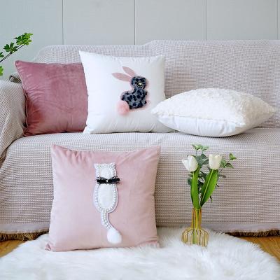 China Applique Folded Cardboard Polyester Embroidered Cushion Cover Living Room Cute Decorative Pillow Cover for sale