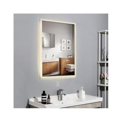 China New Style Bright Smart Led With Time Display Bathroom Mirror Frameless Makeup Mirror Led Bathroom Mirror for sale