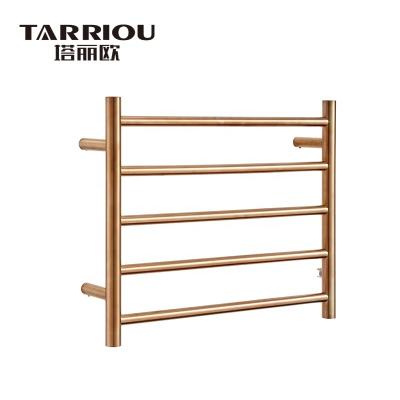 China Modern Heater Tarriou Brushed Rose Towel Rack Gold Towel Rail Ladder Heated 5bar Electric Heated Heater Round Dryer for sale