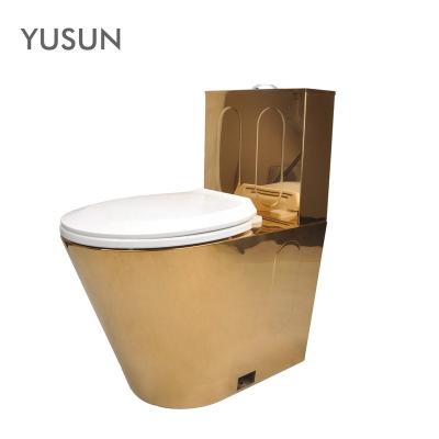 China YUSUN Luxury Golden Stainless Steel Double-flush Toilet Bowl Piss Wc Toilet for sale