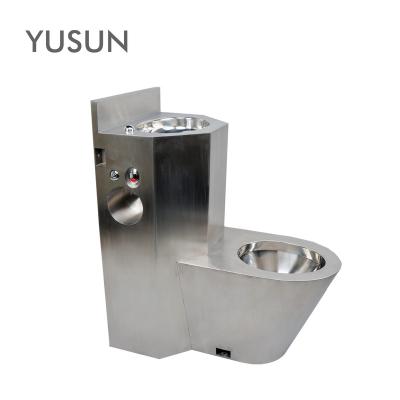 China One Piece Concealed Cistern Stainless Steel Jail Combination Toilet for sale