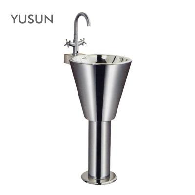 China YUSUN Modern Stainless Steel Public Floor Standing Wash Hand Basin With Pedestal for sale