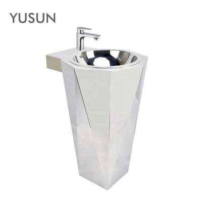 China YUSUN Modern Bathroom Stainless Steel Single Pedestal Sink for sale