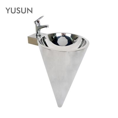 China YUSUN Modern Freestanding Stainless Steel Pedestal One Piece Wash Basin for sale