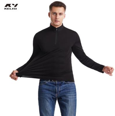 China New Anti-wrinkle men's fashion sports and leisure stand collar long sleeve empty shirt with zipper men's long sleeve top for sale