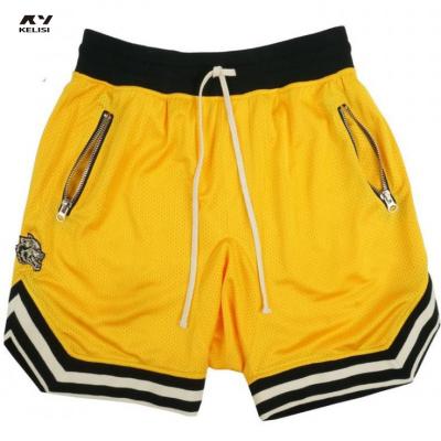 China QUICK DRY Mens Sports Shorts Hip Hop Bike Running Shorts Zipper Pocket Fitness Custom Logo for sale