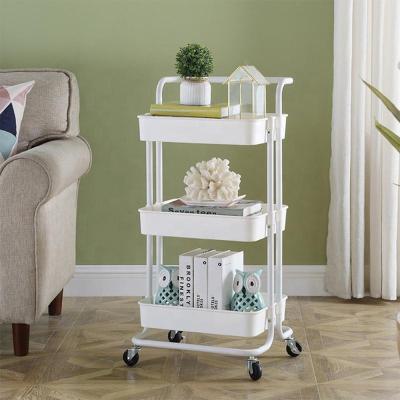 China Movable Floor Bedroom Bedside Table Dormitory Baby Trolley Snack Rack Storage Rack Movable for sale