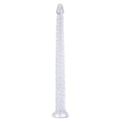 China Long Soft Anal Plug Transparent Dragon Scale Silicone Dildo HC-Q85 for sale