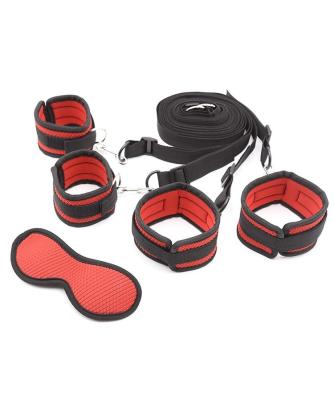 China Fabric Bdsm Bed Restraints Bondage Kit with Handcuffs and Ankle cuffs for sale