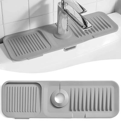 China Sustainable Kitchen Bathroom Faucet Counter Sink Water Prevent Splash Mat Dish Drying Pads Silicone Faucet Wrap Mat for sale