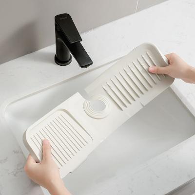 China Silicone Kitchen Sink Faucet Silicone Faucet Drying Splash Guard Viable Guard Drip Catcher Mat Absorbent Mat for sale