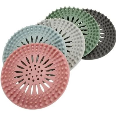 China flexible & Durable Round Multicolor Round Sink Filter Durable Silicone Hair Catcher Anti-clogging Silicone Hair Stopper Reusable Sink Strainers for sale