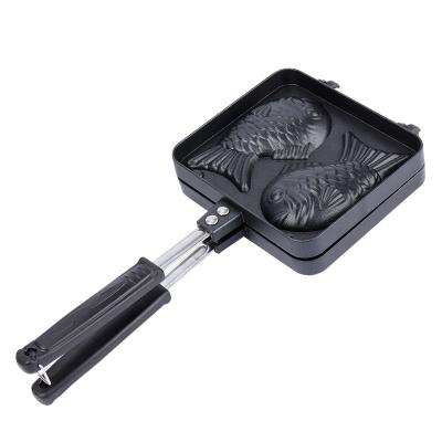 China Household Amazon Supplier Gas Cooker Fish Mold Aluminum Alloy Non Stick Home Double Waffle Maker for sale