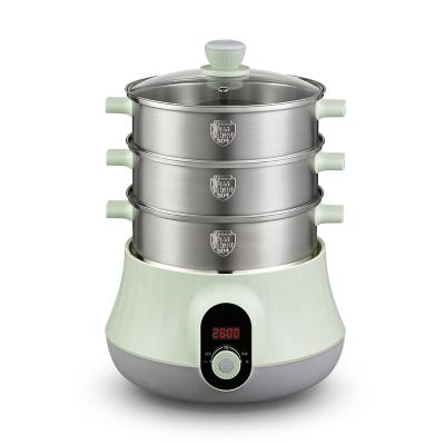 China Household Amazon Supplier 220V 600W Green Mini Cooking Stainless Steel Electric Food Steamer for sale