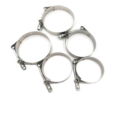 China 304 Flange General T-bolt Stainless Steel Galvanized Industry Pipe Clamp For Turbo Truck 2.5 Inch for sale