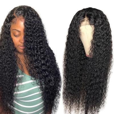 China No tangle & Wholesale lace wig hair shedding wig 100 hair vendors, cuticle did not align curly hair lace closure wig for sale