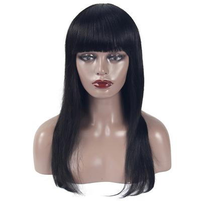 China No tangle & No Lead Peruvian Hair Shedding Factory Price Beautiful Machine Made Wigs Dangle With Bang for sale