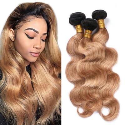 China No tangle & No Shedding Wholesale Indian Virgin Hair Supplier, Two Tone 1b/27 Color 100% Indian Hair Body Wave Hair Bundles for sale