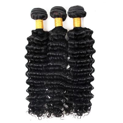 China No tangle & No Shedding Raw Indian Hair Bundles Hair, Natural Color Cuticle Aligned Hair, Deep Wave Hair Products for sale