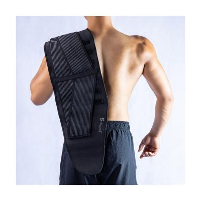 China Hot pressing to thicken and widen the soft steel bone of the fish measures the new enumerating material black Sbr waist support lower abdominal belt pressure rectangle waist belt for sale