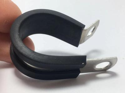 China Hose Clamp TONGLU Rubber Cushioned EPDM METAL P Lined Clip Fuel Tube Hose Clamp for sale