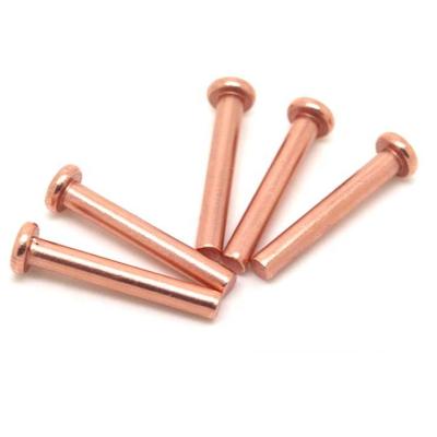 China Head Solid Copper Rivets Milled Red Flat Copper Rivets for sale