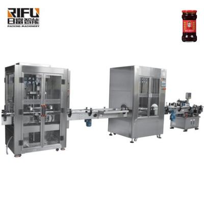 China Automatic Filling Vacuum Sauce Food Beef Labeling Machine Capping Production Line for sale