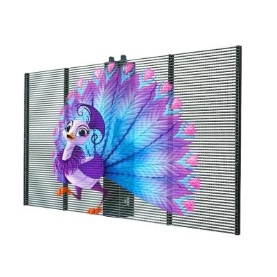 China Real Estate P3.91-7.82 Indoor Curtain High Brightness Mesh Screen Glass Transparent Led Display for sale