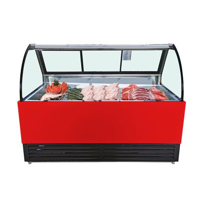 China Single-temp Grocery Meat Showcase Commercial Fridge Display Refrigerator Counter Glass Cooler Showcase for sale