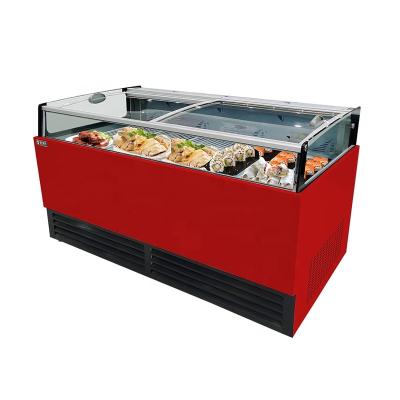 China Commercial Freezer Display Seafood Grocery Showcase Refrigerator Meat Display Refrigerator Dual Temperature Counter for sale