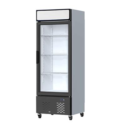 China Upright Glass Commercial Supermarket Beverage Refrigerator Single-temperature Beverage Cooler Display Door Cooler for sale