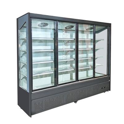 China Single-temperature Supermarket Drinks Commercial Glass Refrigerator Display Cooler Multi Deck Bottle Water Freezer Showcase for sale