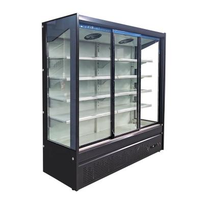 China Single-temperature Supermarket Drinks Refrigerator Display Glass Cooler Commercial Merchandising Freezer Showcase Refrigerator for sale