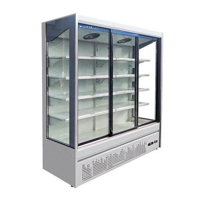 China Single-temperature Vertical Drinks Commercial Cold Water Cooler Refrigerator Display Glass Showcase Refrigerated Refrigerator for sale