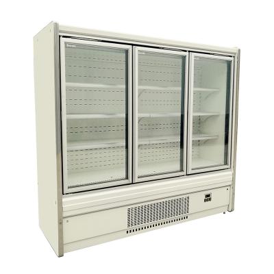 China Single-temperature Commercial Glass Supermarket Refrigerator Freezer Upright Showcase Multi Decks Drinks Fridge for sale