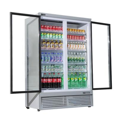 China Single-temperature Upright Ice Cream Freezer Show Swing Glass Door Commercial Frozen Food Showcase Refrigerator for sale