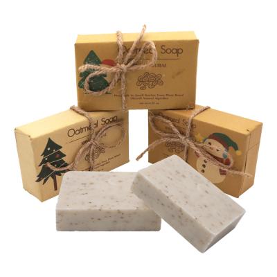 China Eco-Friendly Natural Handmade Soap Exfoliating Moisturizing Skin Lightening Face Goat Milk Base Cleansing Bars Organic Oatmeal Soap for sale