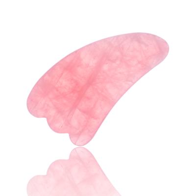 China Factory Wholesale Hot Pink Face Rose Quartz Jade Massage Tool 100% Scraping Stone bian Guasha For Body Care for sale