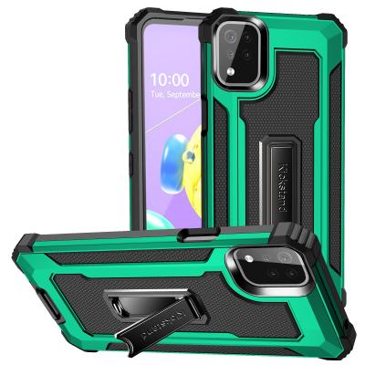 China 2021 New Design Anti-drop 2 in 1 Metal Kickstand Back Cover Mobile Phone Accessories Case For LG K22 K53 Velvet. for sale