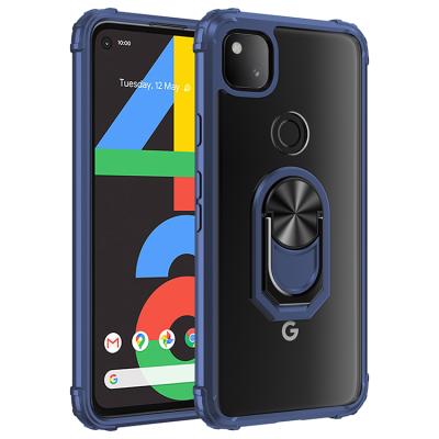 China Hot Selling Anti-fall TPU PC 2 In 1Military Grade Magnetic Armor Phone Case For Google Pixel 4a 5 5XL With Ring Holder for sale