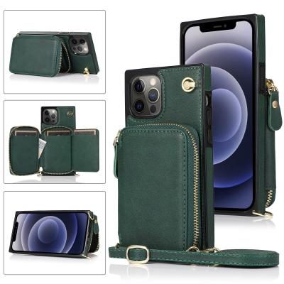 China Anti-fall Wallet Lanyard Leather Phone Case With Strap For iPhone 7 8 Plus Max Max X XR XS 11 12 13 Pro for sale