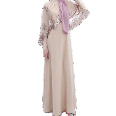 China New Anti-Wrinkle Two-piece Sequin Embroidered Maxi Style Women's Long Cape Dress Long Sleeve Wrap Dress For Muslim Women for sale