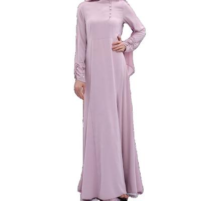 China NEW Dubai Running Women's Pearl Button Long Dress Simple Women's Muslim Abaya Dress for sale