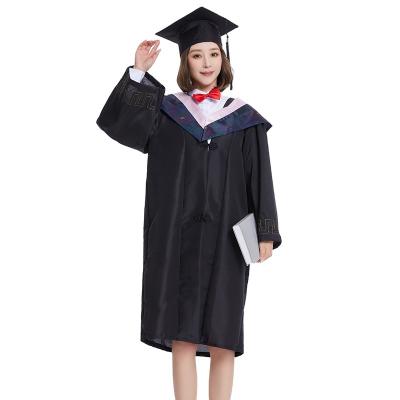 China Sale W53x53cme Six Long 100% Polybag Matte Graduation Gown Matte Graduation Gown 2023 Polybag High End Polyester School In Sleeve 2023 for sale