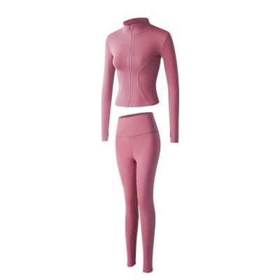 China Summer Morning Fit Spring Coat Peach Coat Sustainable Yoga Suit Women's Sports Gym Suit Quick Drying Running Training&Jogging Wear for sale