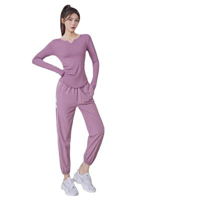 China Viable 2023 women's spring and summer new training sports long sleeve top quick-dry morning gym running fitness set for sale