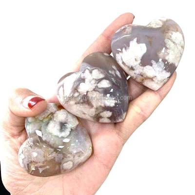 China Natural High Quality Pink Agate Crystal Hearts For Decoration Gifts from China Flower for sale