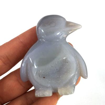 China China wholesale high quality natural hand cut agate geode crystal penguin for decoration for sale